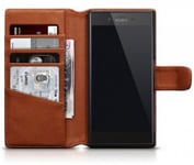 Mobilväska Sony Xperia XZ1 Compact Äkta Läder Cognac