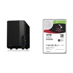 Synology DS218 2 Bay Desktop NAS Enclosure - Bundled with 2 x 10TB Seagate IronWolf Pro NAS HDDs
