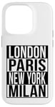 Londres Paris New York Milan - 4 VILLES DE LA MODE DU MONDE Coque pour iPhone 14 Pro
