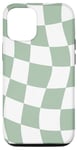 Coque pour iPhone 14 Pro Carreaux ondulés vert sauge clair et blanc