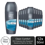 Dove Men+Care Roll On Advanced Antiperspirant Deodorant Clean Comfort 50ml, 12Pk