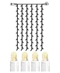 [2] Utvidelse System LED - Lysgardin 100x200 cm, (x102), Hvit kabel, Varmhvit (begrenset antall)