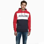 Jack & Jones JJE Logo Colour Block Mens Fashion Casual Smart Hoodie (Medium)