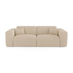 Canapé convertible express dunlopillo 140cm velours côtelé beige