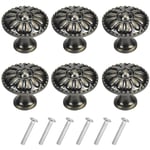 6 st knoppar för skåp i serien 22 mm Lådhandtag Vintage Rund Antik Skåp Köksbyrå Handtag i brons