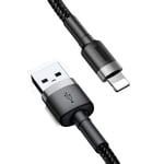 Baseus Cafule USB til Lightning, 2.4A, 0,5m - Grå/Svart