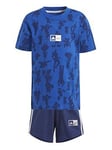 adidas Sportswear Kids Disney T-Shirt and Shorts Set - Blue, Navy, Size 18-24 Months