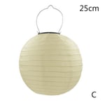 Led Solar Cloth Light Chinese Lantern Festival Lamp Waterproof C Beige 25cm