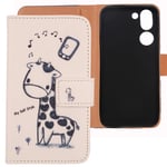 Lankashi Painted Flip Wallet-Design PU Leather Cover Skin Protection Case TPU Silicone Shell For Doro 8050 5.7" (Giraffe Design)