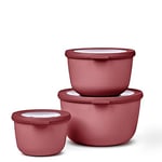 Mepal – Multi Bowl Cirqula 3-Piece Set – Food Storage Container with Lid - Suitable as Airtight Storage Box for Fridge & Freezer, Microwave Container & Servable Dish - 500, 1000, 2000ml - Vivid mauve
