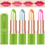 4 Colours Organic Aloe Vera Moisturizing Crystal Jelly Lipsticks, Dulele Magic T