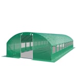 TOOLPORT Tunnelväxthus Växthus 4x10m stabil & hållbar med fönster - 180 g/m² tjock PE-presenning grön transparent