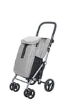 Carlett - Chariot de Courses supermarché Pliable avec 4 Roues,résistant à la Pluie, Grande capacité de 25kg,Un Sac Principal de 53L,Un Sac Thermique de 9L et Une Poche arrière-Couleur Gris