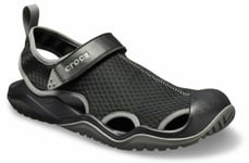 Crocs Mens Swiftwater Mesh Deck Black/grey Sandals Shoes