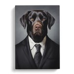 Labrador Retriever in a Suit Painting Canvas Print for Living Room Bedroom Home Office Décor, Wall Art Picture Ready to Hang, 30x20 Inch (76x50 cm)