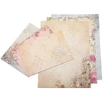 30 st vintage brevpapper med blommönster, matchande kuvertset för handskrivna brev, sortiment