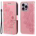 iPhone 16 Pro Fodral Mandala Läder Roséguld
