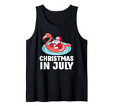 Santa Flamingo Floatie Funny Christmas In July Summer Xmas Tank Top