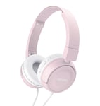 Roxel RX110 Powerful Bass Lightweight Wired Foldable Headphones with Mic, Ergonomic On Ear Headphone Compatible with Android and IOS Devices, Answer Incoming Calls (Pink)