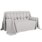 PENSIERI DELICATI Housse de canapé 180 x 290 cm, fabriquée en Italie, 100% Coton Pur, Motif cœur Suspendu, Beige, idéal comme Drap d'ameublement, protège-canapé ou Couvre-lit d'été (1 Place)