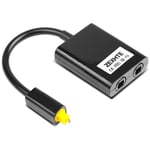 ZEXMTE Digital Optical Fiber Splitter 1 in 2 Out Optic Audio Fiber optical digital audio cable Optical Cable Splitter for CD Xbox PS - Black