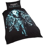 Assassin's Creed Valhalla SP1-ASS-VAL-12 Parure de lit réversible avec Housse de Couette et taie d'oreiller pour lit Simple Noir/Bleu