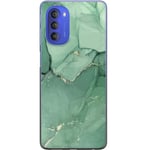 Motorola Moto G51 5G Transparent Mobilskal Grön Marmor