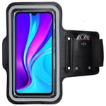 CoverKingz Sports Armband for Xiaomi Redmi Note 9T - Arm Bag with Key Compartment Redmi Note 9T - Sports Running Armband Mobile Phone Armband Black