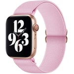 GBPOOT Solo Loop Compatible with Apple Watch Strap 38mm/40mm for Female Male,Elastic Stretchy Nylon Sports Replacement Strap for IWatch Series 6/SE/5/4/3/2/1,Pure Pink,42/44mm