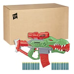 Nerf DinoSquad Rex-Rampage Motorised Dart Blaster, 10-Dart Clip, 20 Nerf Darts, 10-Dart Storage - T-Rex Dinosaur Design, Multicolor
