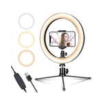 AJH Mini Led Camera Ringlight, 10 Inch USB LED Ring Light Ringlight with Tripod Phone Holder Ring Lights, for Selfie Makeup Photography Video