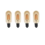 ZFQ Vintage Edison LED Filament Bulb T45 6W Decorative Bulb E27 Screw Base, Gold Tinted Glass, 2700K Warm White, Equivalent 60W Tungsten Filament Bulb, AC 220-240V, Non-dimmable, 4 Pack