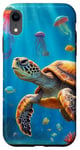 Coque pour iPhone XR Corail coloré sous-marin tortue méduse poisson créature mer