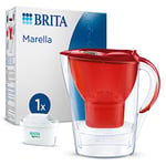 Carafe Filtrante BRITA Marella Blanche (2,4l) incl. 12 cartouches filtre eau robinet MAXTRA PRO All-in-1 réduit calcaire, chlore, certaines impuretés et métaux indicateur temporel, éco-emballage