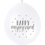 Unique Party 56069 - Ballons de Baudruche - 23 cm - Happy Engagement - Paquet de 10