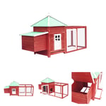 The Living Store Hönsbur med värprede röd 190x72x102 cm massivt granträ -  Smådjursburar