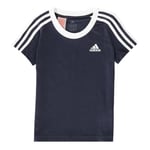 adidas 3 Stripe T Shirt Junior Girls - Navy Blue / 14-15 Years