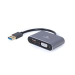 Cablexpert - USB-auf-HDMI+VGA-Display-Adapter, Spacegrau - A-USB3-HDMIVGA-01 (A-USB3-HDMIVGA-01)