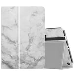 MoKo Case Compatible with All-New Kindle Fire HD 8 Tablet and Fire HD 8 Plus Tablet (10th Generation, 2020 Release),Slim Folding Stand Cover with Auto Wake/Sleep - White Marble