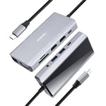 EOKEX Hub USB C 11 en 1, Adaptateur multiport de Type C avec 2 (Double) HDMI 4K, VGA, PD3.0, Lecteur de Carte SD/TF, RJ45 pour MacBook/Pro/Air/iMac/XPS
