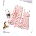 2 st/set Graviditetspyjamas Nattkläder Amning Gravid Kvinna Sjal Amning Nattlinne Maternity Labor Klänning+Robe Förlossning rosa L