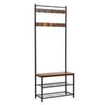 Klädhängare med bänk och skohylla i industriell design – 177 cm