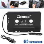 CAR STEREO AUDIO TAPE CASSETTE ADAPTER TO AUX BLUETOOTH 5.1 FOR IPHONE IPOD MP3