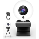 2k hd webcam avec lumiere streaming web cam pour pc windows 10 avec cover et trépied, grand angle web camera usb 2.0 3.0 avec[A247]