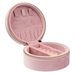 DARK Velvet Jewellery Box Round Light Pink