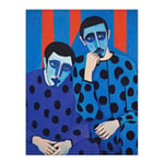 The Boys In Blue Twin Brothers Portrait Purple Cobalt Red Oil Painting Unframed Wall Art Print Poster Home Decor Premium