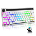 60% Mechanical Gaming Keyboard Type C Wired/Wireless Bluetooth 19 Chroma RGB Backlight Rechargeable 4400mAh Multimedia Knob Full Anti-ghosting Integrated Stand support iPhone/iPad(Blue Switch)