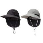 LightKids 2 PCS Outdoor Mens Summer Neck Flap Sun Hat Large Brim Sun Protection Bucket Men's Fishing Hats Hiking Hat