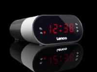 Lenco CR-07, Klockradio, FM, PLL, LED, Svart, Vit, 3 V, AC/Batteri