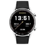 Sekonda Smart Watch Active Plus Silver Case Black Leather Strap 30178 RRP £99.99